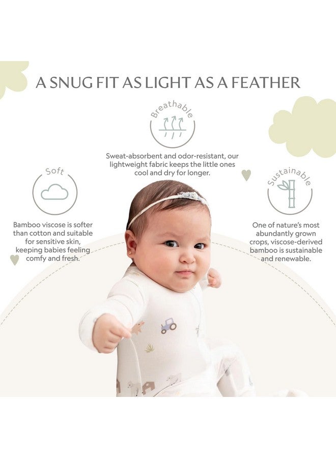 Bamboo Little Soft Baby Footie Pajamas, Baby Clothes, Newborn Sleepers, 95% Viscose and 5% Spandex, Farm Animals, 0-3 Months - Image 3