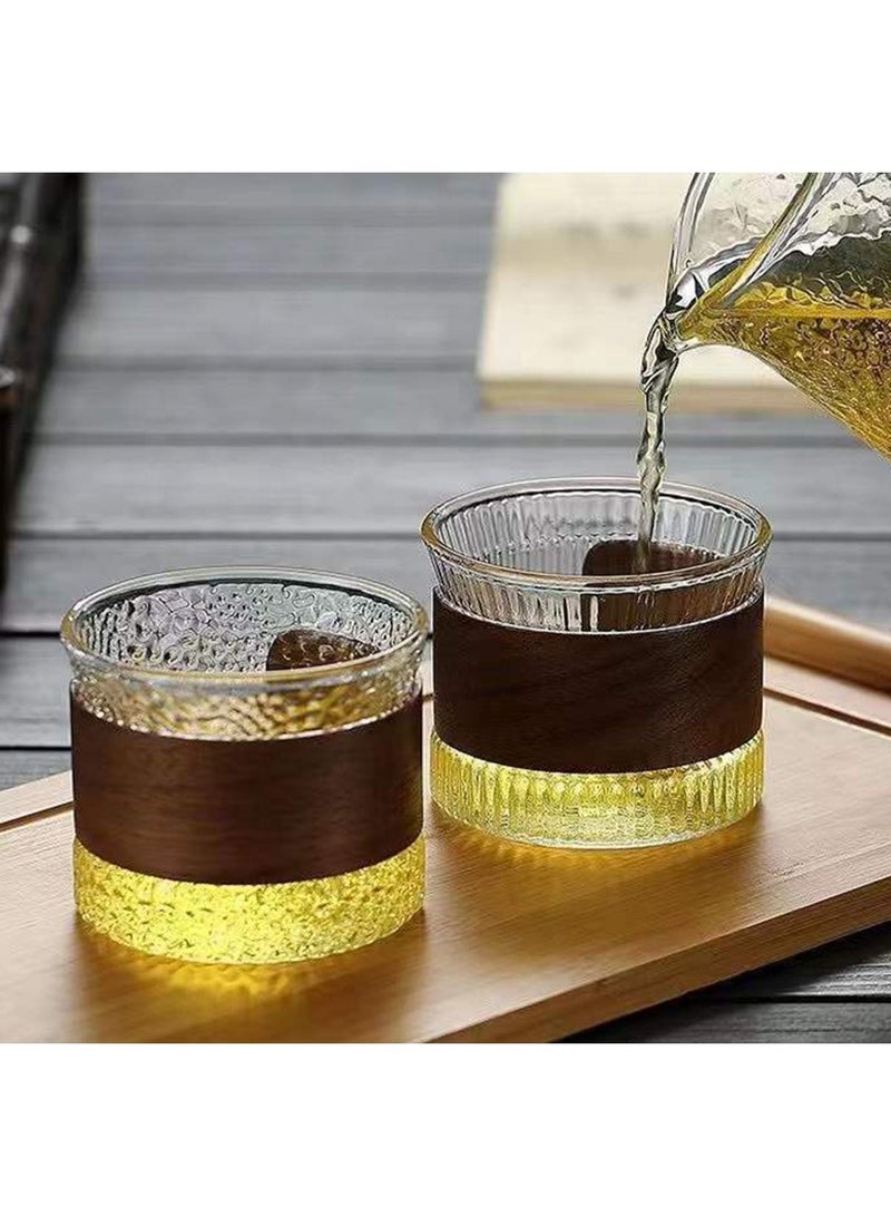 TDAO 6-Packs Lightweight Glass Coffee/Tea Cup with Removable Wooden Sleeves Teacup Set, Classic Sophisticated Grey High Boron Glass Coffee Mug, Tea Mug, Anti Scalding Coffee Cup 150ML - Image 5