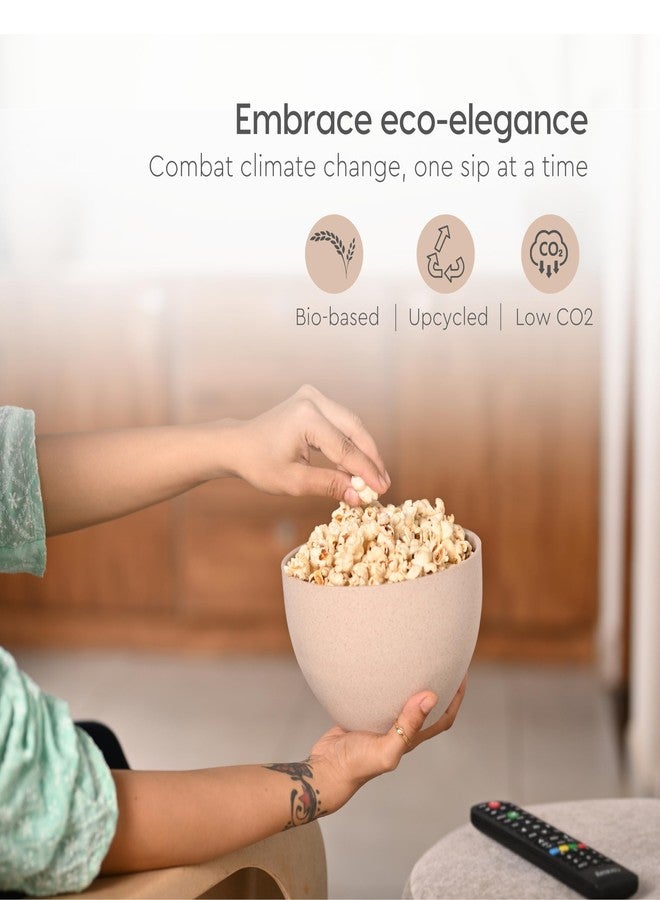 Eha Earth Friendly Mixing Bowls and Serving Bowls with Lid | Microwave Safe Bowl | Storage Bowls Made with Rice Husk and Bamboo Fibers | 1600ml Each | Set of 2 | Brown - Image 3
