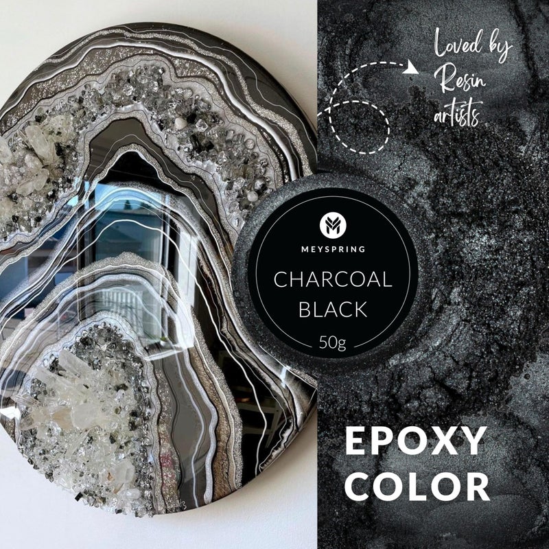 MEYSPRING Charcoal Black Mica Powder for Epoxy Resin - 50 Grams - Great for Resin Art and UV Resin - Epoxy Resin Color Pigment - Image 3