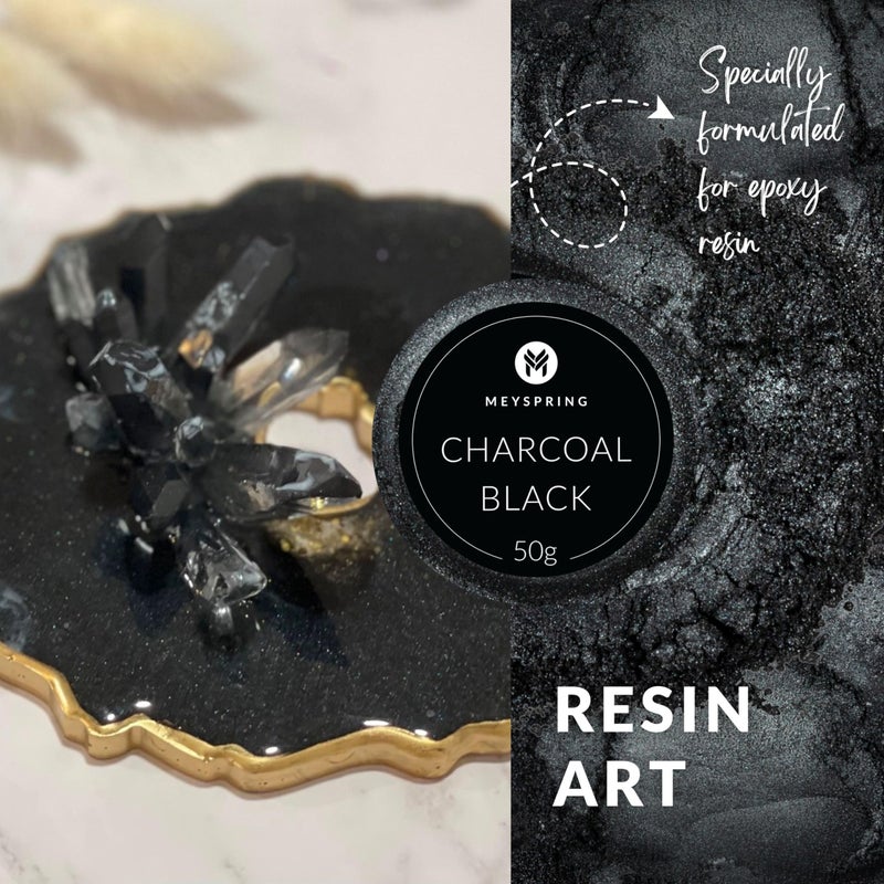MEYSPRING Charcoal Black Mica Powder for Epoxy Resin - 50 Grams - Great for Resin Art and UV Resin - Epoxy Resin Color Pigment - Image 4