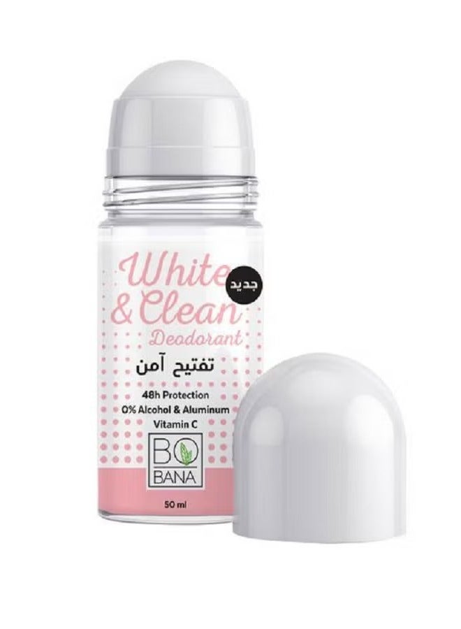 بوبانا مزيل عرق بوبانا، أبيض ونظيف - 50 مل