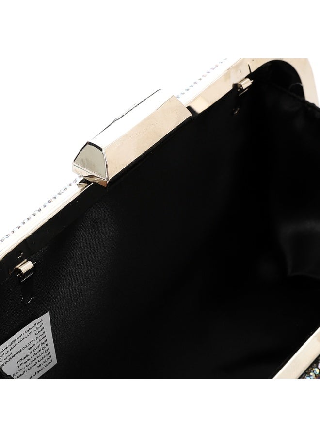 Mr.Joe Elegant SilverTextured Hard case Clutch with Chain Strap -4169 - Image 4