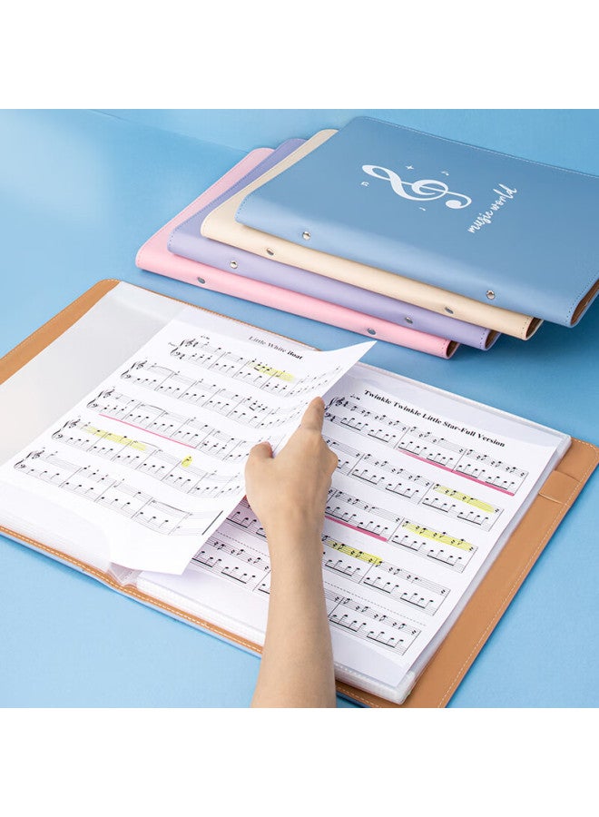 تيانز Tianse A4/40 صفحة مجلد موسيقى مجلد من الجلد، غير عاكس، قابل للتعديل، للأغاني، النوتات الموسيقية، نوتات البيانو، Ts-1666, Blue - Image 5