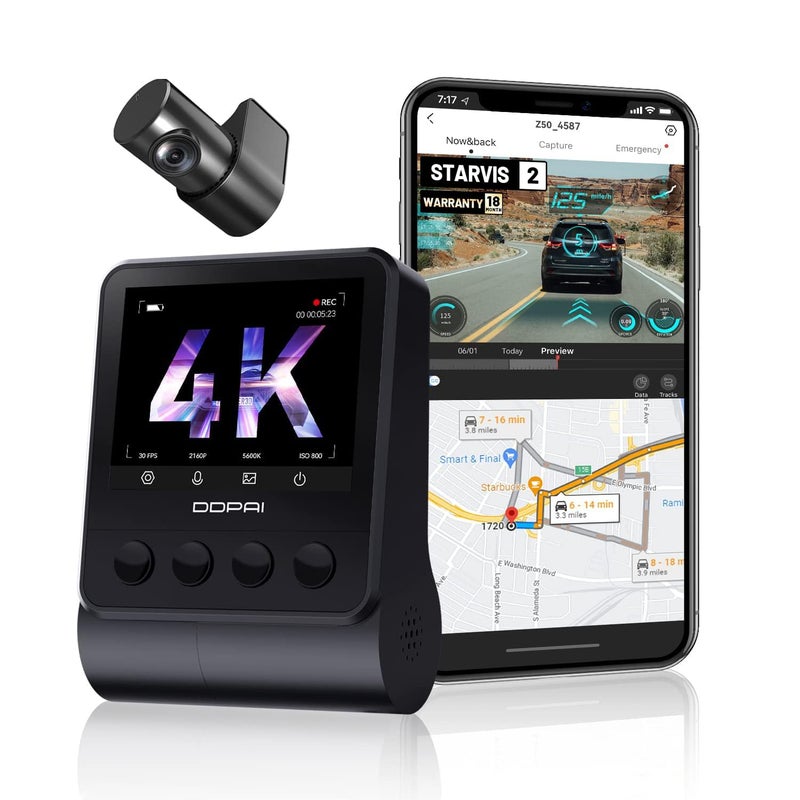 DDPAI True 4K UHD Dual Dash Cam for Car Front and Rear | 8MP Front + 3MP Rear, STARVIS IMX415 Sensor, Built-in GPS, ADAS, Night Vision, Wi-Fi & App Control, 2.3" LCD - Image 3