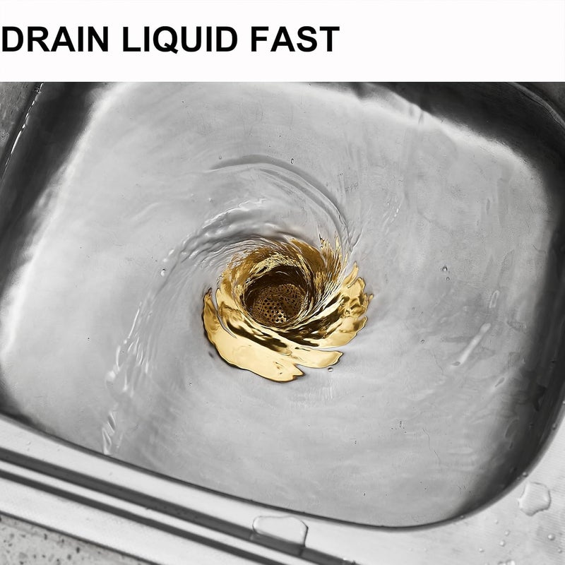 LASSHSWA Kitchen Sink Strainer Stainless Steel, Kitchen Sink Drain Strainer, Gold Sink Strainers for Kitchen Sinks with Large Wide Rim 4.5" Diameter (2 PCS) - Image 5