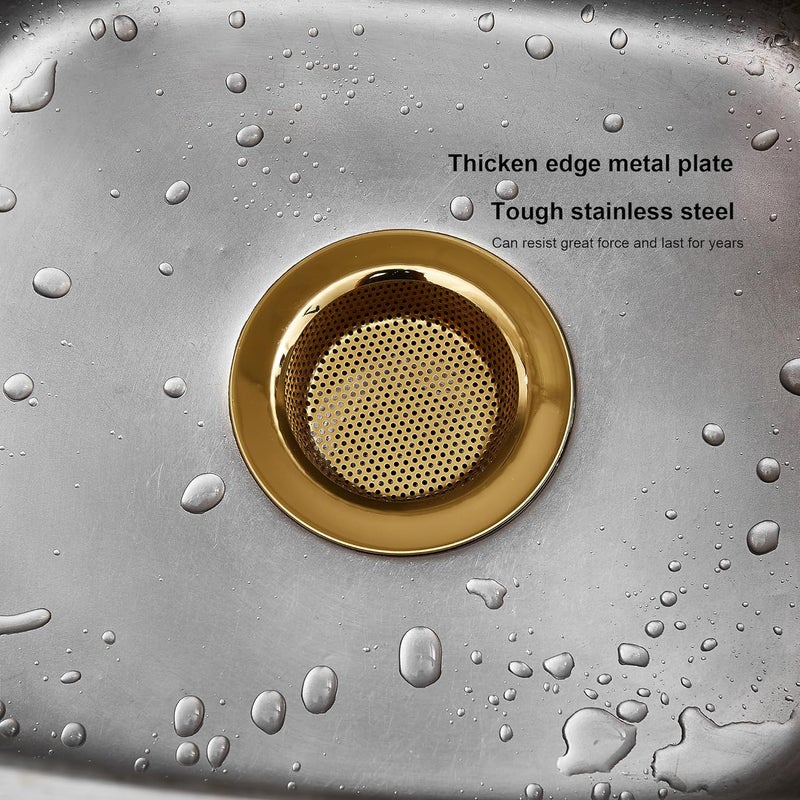 LASSHSWA Kitchen Sink Strainer Stainless Steel, Kitchen Sink Drain Strainer, Gold Sink Strainers for Kitchen Sinks with Large Wide Rim 4.5" Diameter (2 PCS) - Image 4