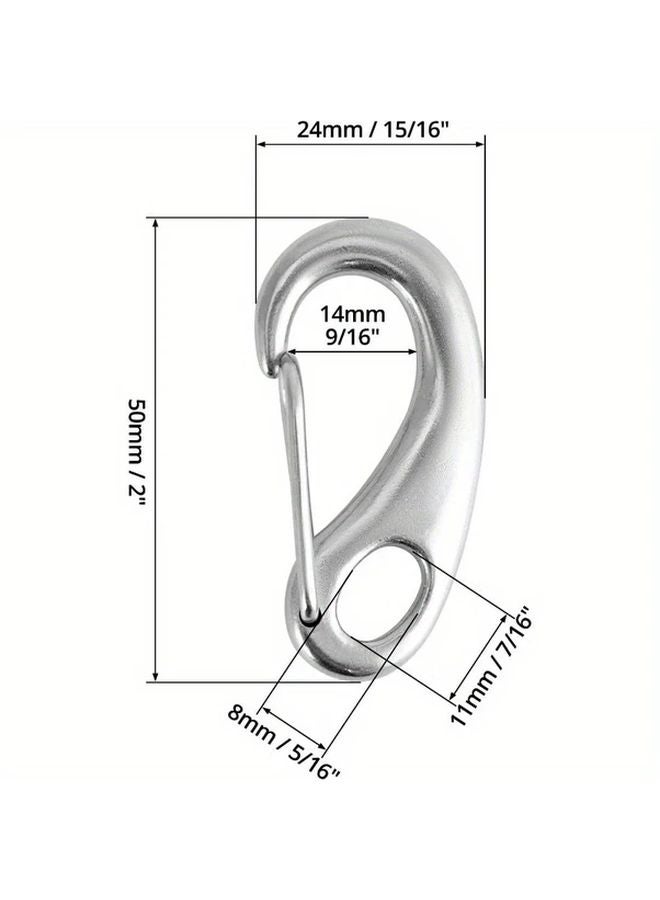 4pcs 50mm Stainless Steel Spring Snap Hook Carabiner Clip for Outdoor Camping Home - Image 5