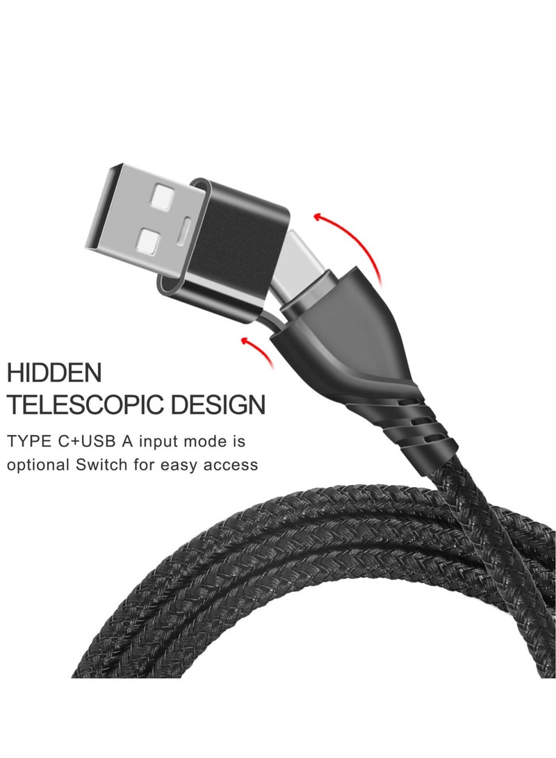 Excefore كابل شاحن متعدد، 1.2 متر من النايلون المضفر 5 في 1 كابل شحن سريع متعدد USB A/C، مع موصل شاحن متعدد Micro USB Type C، لأجهزة Apple وAndroid Galaxy وHuawei وSony وKindle وLG - Image 4