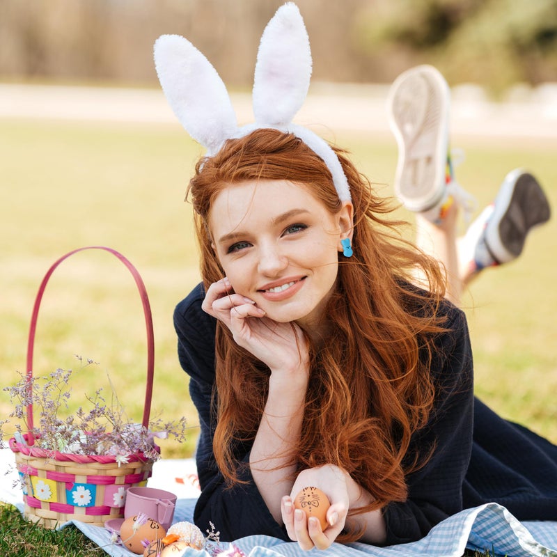Xqumoi 30Pcs Easter Bunny Stud Earrings - Cute Rabbit Resin Stud Earrings with Hypoallergenic Stainless Steel Jewelry Small Colorful Candy Accessories Happy Easter Gift for Women (Style 1) - Image 5