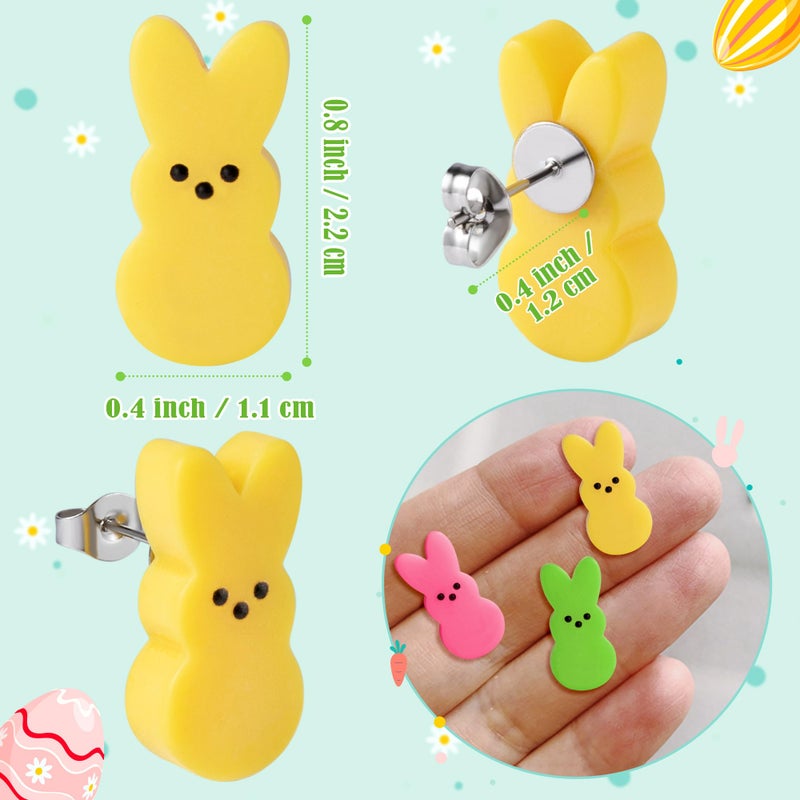 Xqumoi 30Pcs Easter Bunny Stud Earrings - Cute Rabbit Resin Stud Earrings with Hypoallergenic Stainless Steel Jewelry Small Colorful Candy Accessories Happy Easter Gift for Women (Style 1) - Image 2