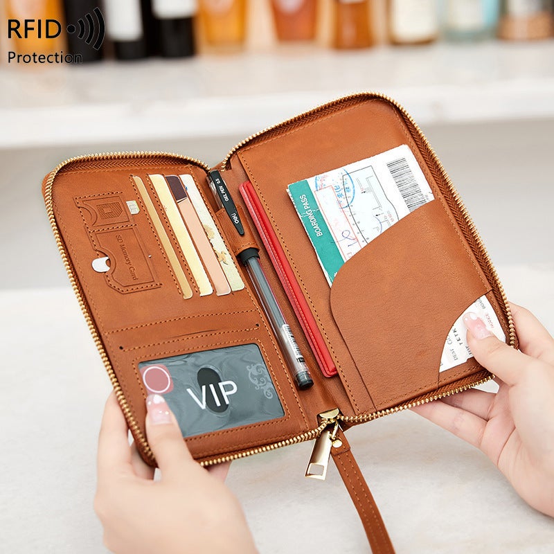 حامل جواز سفر RFID مع محفظة متعددة الوظائف بسحاب للسفر - Image 4