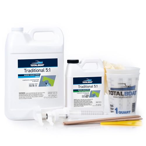 TotalBoat 5:1 Marine Epoxy Resin Kit for Bonding, Filleting, Coating, and Laminating - Use for Fiberglass, Wood, Carbon Fiber, Boat Building, Repairs, Woodworking (Gallon, Fast Hardener, Pumps) - Image 1
