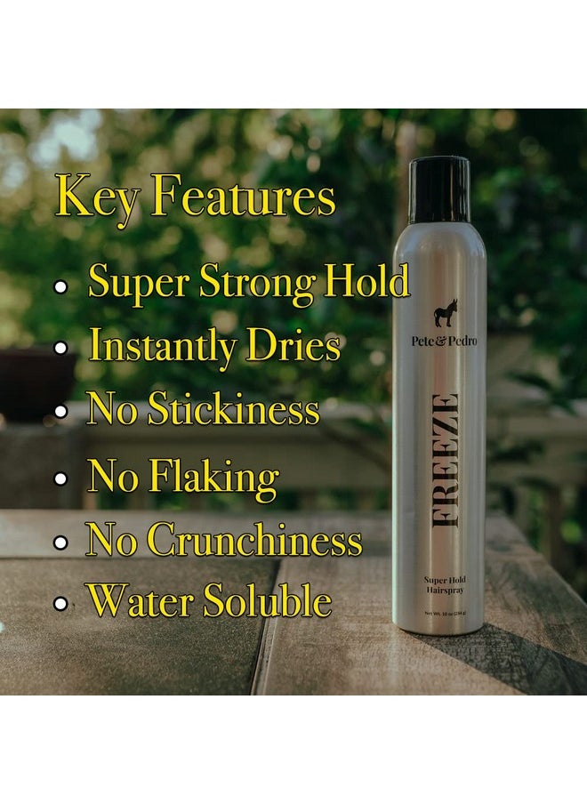 Pete & Pedro Pete & Pedro FREEZE - Hairspray For Men & Women | Super Strong Hold Locks Hair Instantly In Place | Spray Dries Quickly, No Stiffness or Stickiness | As Seen on Shark Tank, 10 oz.  - Image 2