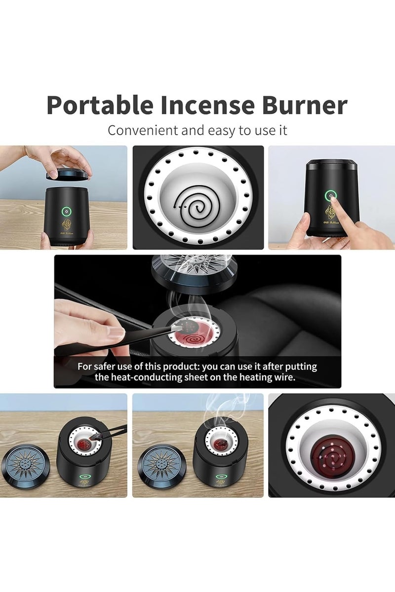Oud Bakhoor Burner, Electric Incense Burner, USB Rechargeable Bukhoor Burner, Smart Portable Aroma Diffuser, Electronic Oud Burner for Home, Car, Office, Desert Camping, Premium Quality Rechargeable Incense Burner, Black - Image 2