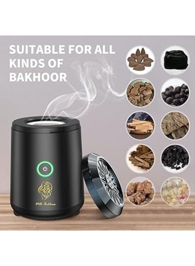 مبخرة كهربائية بخور العود - موزع روائح ذكي محمول قابل لإعادة الشحن عبر USB للمنزل والسيارة والمكتب والتخييم - مبخرة بخور/عود بدون لهب للمسلمين - هدية فاخرة (أسود) - Image 3