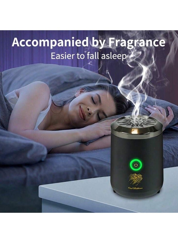 مبخرة كهربائية بخور العود - موزع روائح ذكي محمول قابل لإعادة الشحن عبر USB للمنزل والسيارة والمكتب والتخييم - مبخرة بخور/عود بدون لهب للمسلمين - هدية فاخرة (أسود) - Image 4