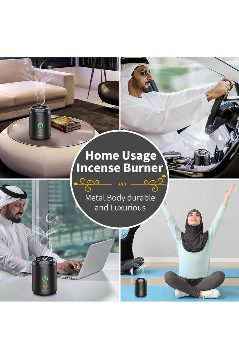 مبخرة كهربائية بخور العود - موزع روائح ذكي محمول قابل لإعادة الشحن عبر USB للمنزل والسيارة والمكتب والتخييم - مبخرة بخور/عود بدون لهب للمسلمين - هدية فاخرة (أسود) - Image 5