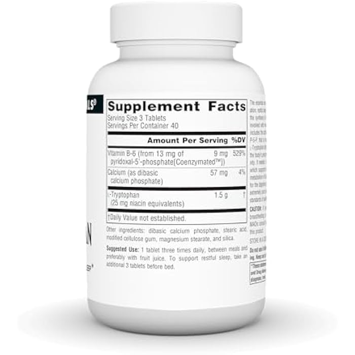 Source Naturals L-Tryptophan with Coenzyme B-6, 500mg - 120 Tablets - Image 2