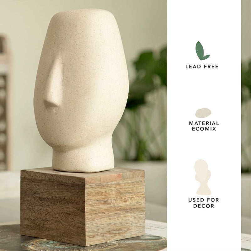 Ellementry Firm Face Ecomix Sculpture White Home Decor Showpiece Figurines Gifts for Living Room Bedroom Table Top Decoration Accessories Decorative Gifting Item for Any Occasion - Image 2