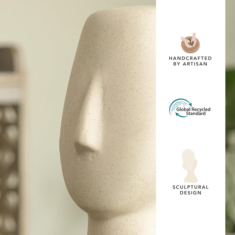 Ellementry Firm Face Ecomix Sculpture White Home Decor Showpiece Figurines Gifts for Living Room Bedroom Table Top Decoration Accessories Decorative Gifting Item for Any Occasion - Image 3