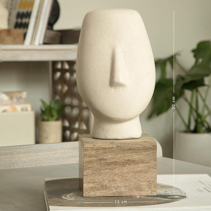 Ellementry Firm Face Ecomix Sculpture White Home Decor Showpiece Figurines Gifts for Living Room Bedroom Table Top Decoration Accessories Decorative Gifting Item for Any Occasion - Image 4
