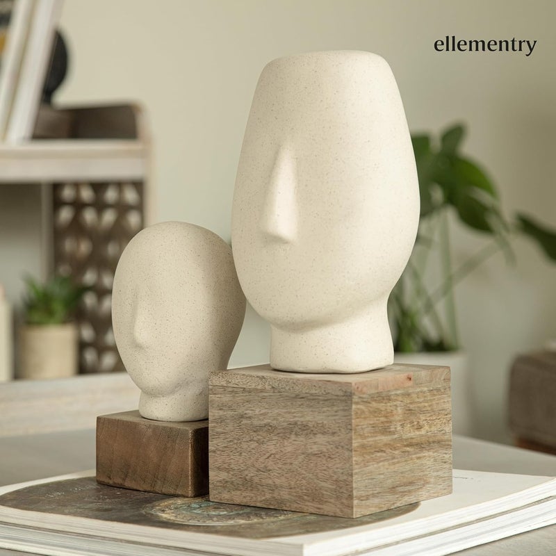 Ellementry Firm Face Ecomix Sculpture White Home Decor Showpiece Figurines Gifts for Living Room Bedroom Table Top Decoration Accessories Decorative Gifting Item for Any Occasion - Image 5