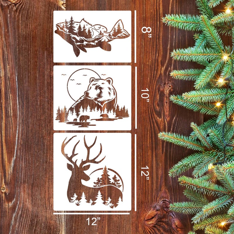 SUNVERSE Animal Wood Burning Stencils for Painting 12â€ Deer Eagle Stencil Wildlife Stencils for Crafts T-Shirt Fabric Wood DIY Decor - Image 2