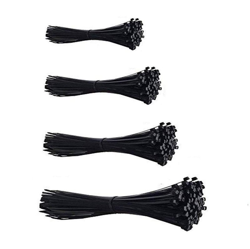 ART IFACT 300 Pieces of Nylon Cable Tie Multilple Sizes Wire Organiser, Multiple Sizes, Black Cable Ties (Black Combo 2) - Image 1