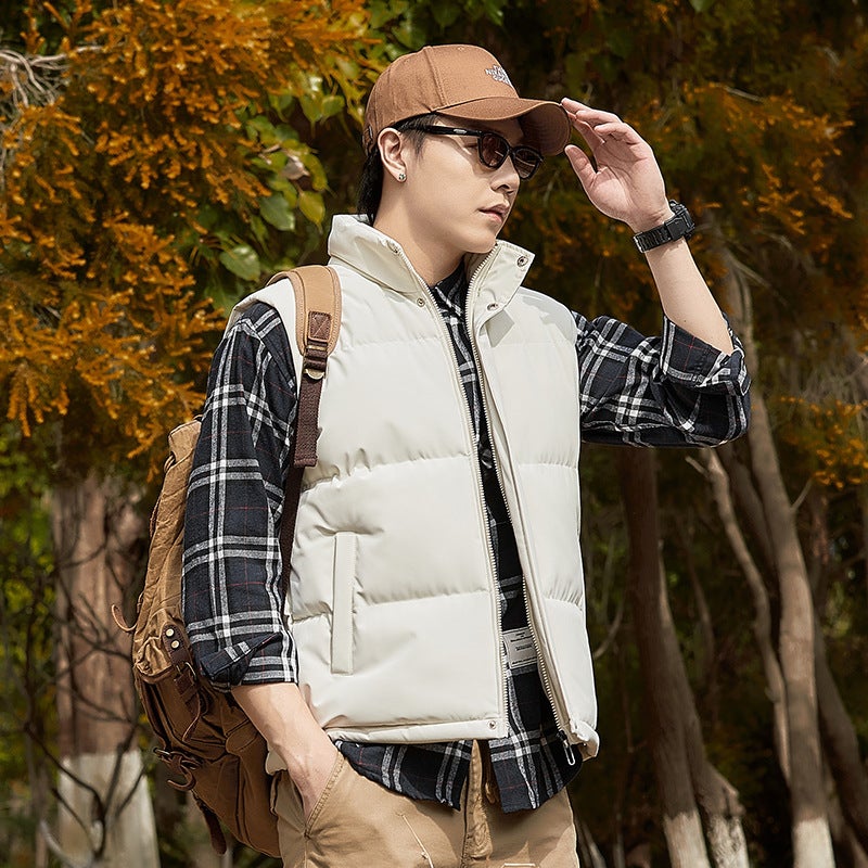 Cotton Waistcoat For Men And Women With Thickened Warm Stand Collar Waistcoat Solid Color Vest Casual Waistcoat Men'S Coat Factory - Image 5