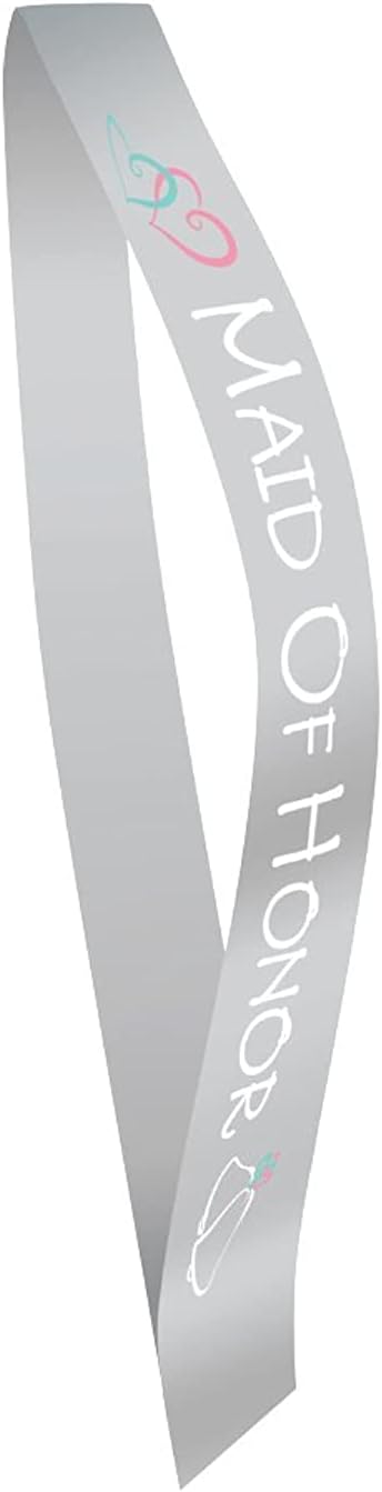 Unique Maid of Honor Satin Sash 31 Silver - Image 1
