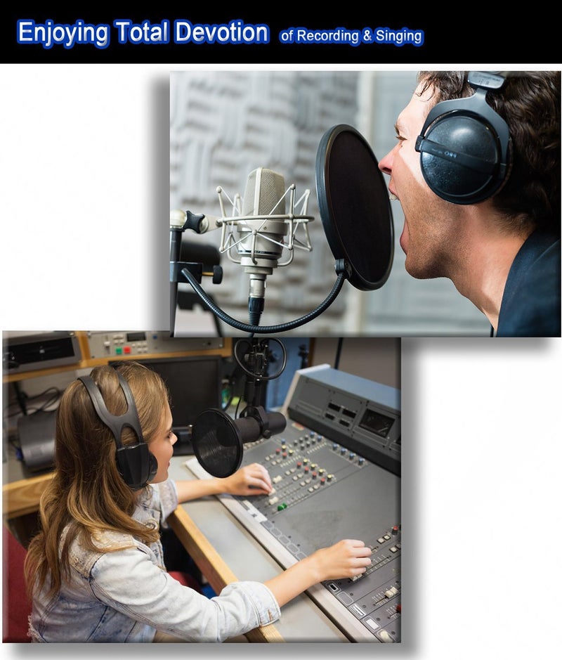 Juarez Juârez PF-100 6-inch Studio Microphone Pop Filter Shield Mask, Double Mesh Wind Screen with 360° Flexible Gooseneck and Quick Mount or Release Clamp for Recording, Singing and Broadcast Studio - Image 3