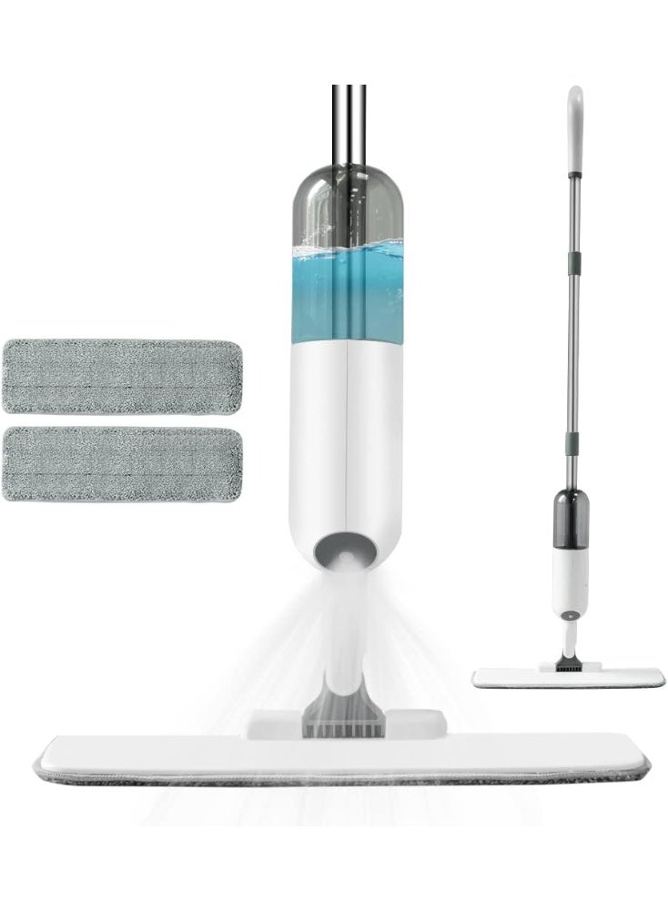 ممسحة رش لتنظيف الأرضيات، مزودة بقطعتين من المايكروفايبر قابلة للغسل، وخزان مياه قابل لإعادة التعبئة سعة 350 مل، مناسبة للأرضيات الخشبية والباركيه والبلاط، لون أبيض (HX-P8) - Image 2