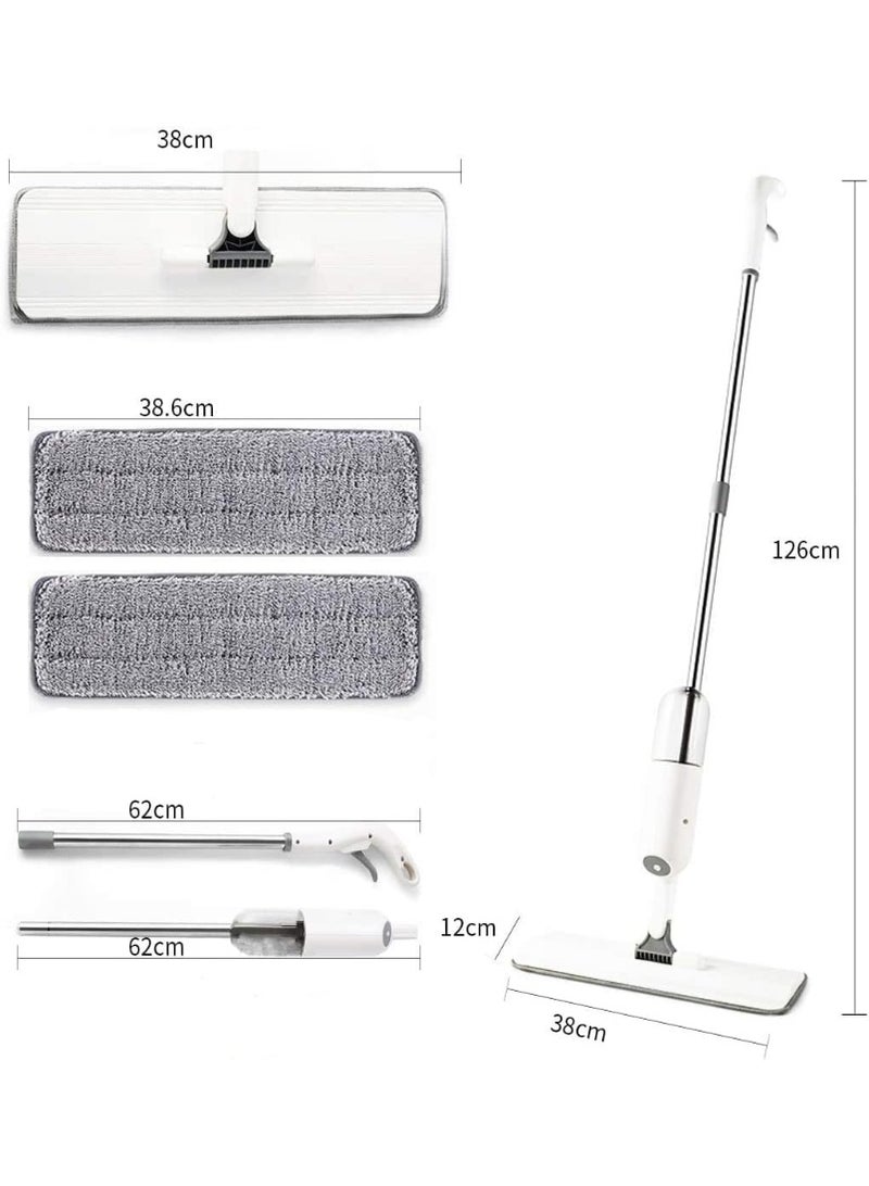 ممسحة رش لتنظيف الأرضيات، مزودة بقطعتين من المايكروفايبر قابلة للغسل، وخزان مياه قابل لإعادة التعبئة سعة 350 مل، مناسبة للأرضيات الخشبية والباركيه والبلاط، لون أبيض (HX-P8) - Image 3