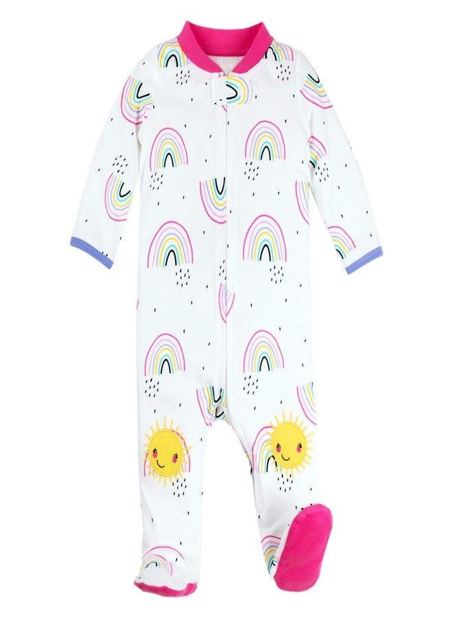 Lamaze Organic Baby baby girls 0-3 Months Pajama Set, Pink and White Rainbows, Months US - Image 1