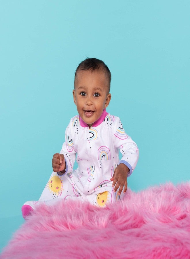 Lamaze Organic Baby baby girls 0-3 Months Pajama Set, Pink and White Rainbows, Months US - Image 3