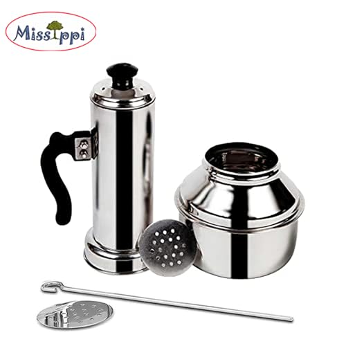 Missippi Stainless Steel Puttu Maker/Puttu Kudam with Steamer Plate,Steel Stick and Lid- 1 Unit - Long - 17.5 cm - Image 3