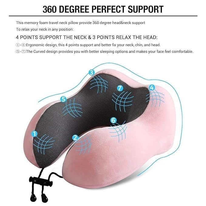 Ashtron Ashtron Neck Pillow with Eye Mask for Travel Comfort Car Neck Rest Car Pillow Flight Pillow for Neck Pain Relief Neck Pillow for Sleeping Includes Eye Mask Carry Bag and Ear Plugs - Image 3