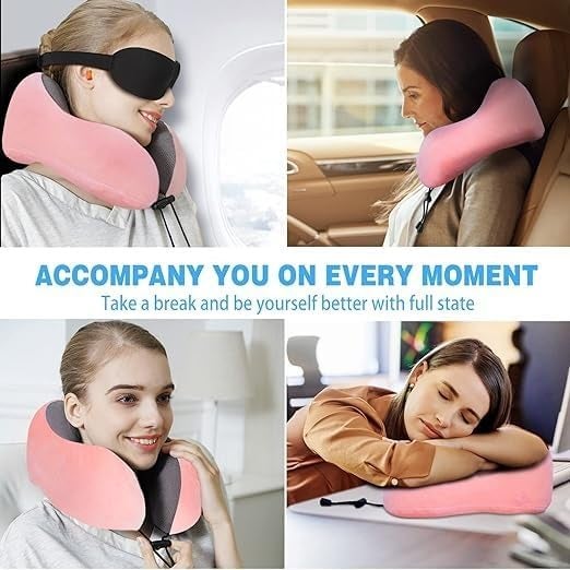 Ashtron Ashtron Neck Pillow with Eye Mask for Travel Comfort Car Neck Rest Car Pillow Flight Pillow for Neck Pain Relief Neck Pillow for Sleeping Includes Eye Mask Carry Bag and Ear Plugs - Image 4