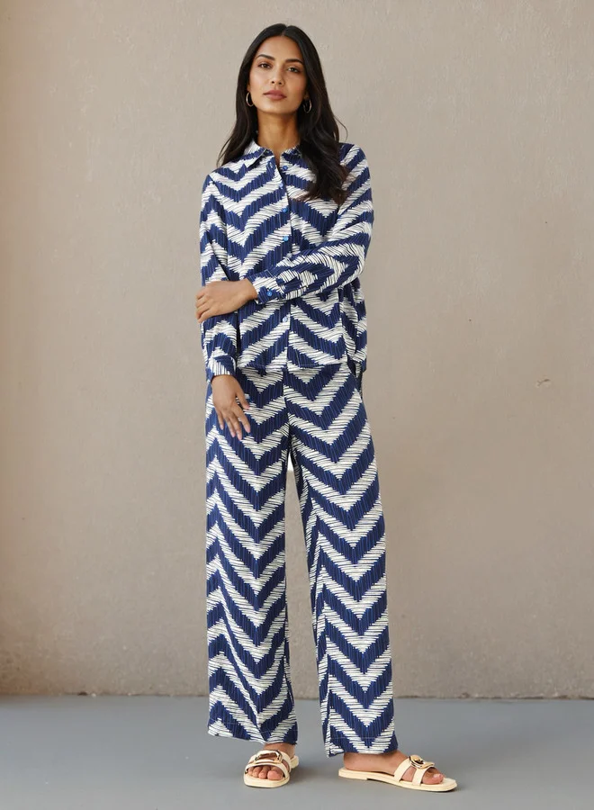 Coord Set with Shirt & Wide Leg Pants