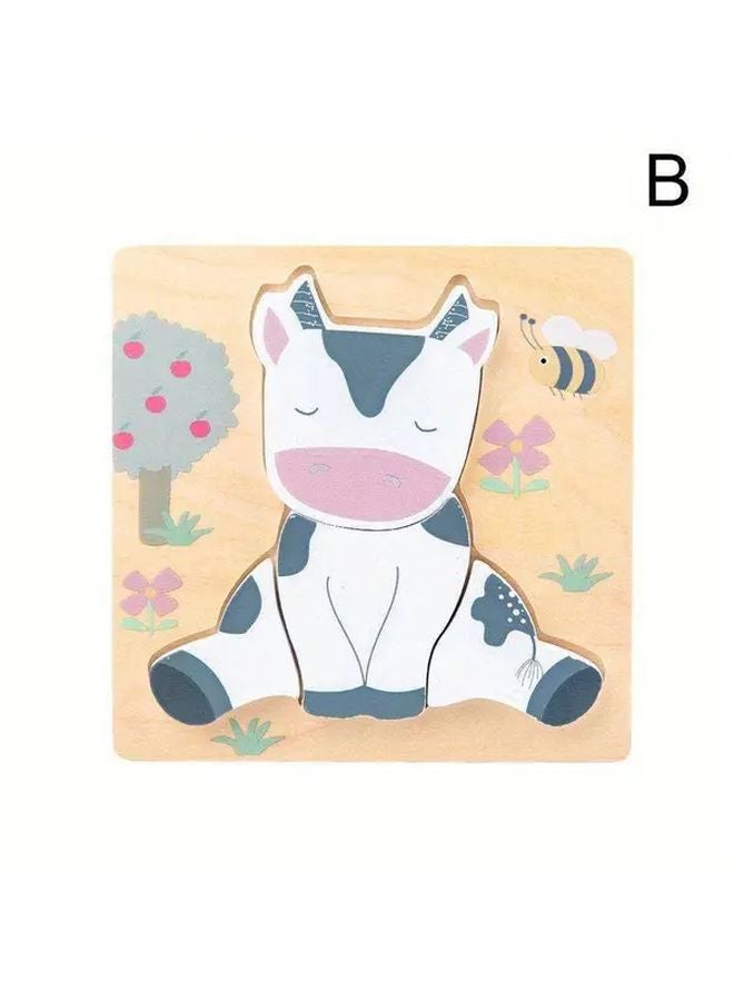 ألغاز خشبية تعليمية للحيوانات للأطفال نموذج ب حيوانات المزرعة 4 أنماط - Image 1