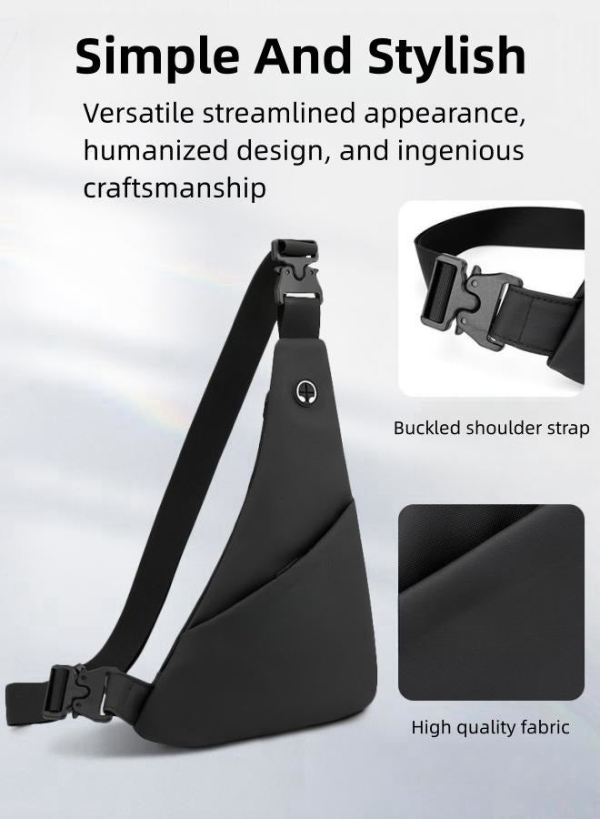 Men's Portable Chest Bag, Boys Scratch-resistant and Waterproof Waist Bag Belt Bag Hip Bag for Daily Commuting/Hiking/Climbing/Cycling, Nylon Sling Bag Side Bag Crossbody Bag for Teenagers/Students - Image 5