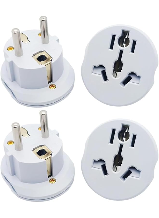 PROMASS [4-Piece]Plug Converter, UAE, USA, EU, UK, AU, CN to KSA/EU/Germany Socket, Travel Adapter, Universal Socket Travel Adaptor for Business Trip Holiday Hotel Airport for Cell Phone, Laptop (White) - Image 1