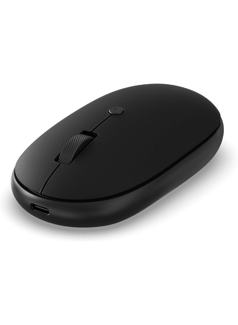 Sata فأرة بلوتوث أون ذي جو مع بطارية قابلة للشحن عبر USB C، تتصل بـ 3 أجهزة، فأرة لاسلكية مدمجة ومحمولة للابتوب، الكمبيوتر، التابلت - أسود - Image 1