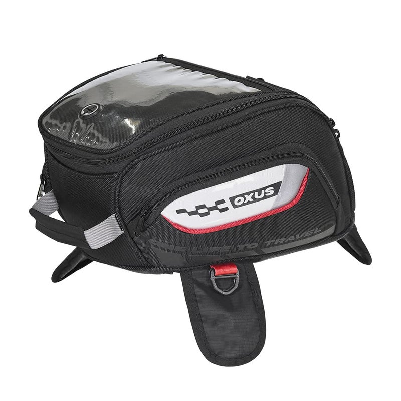 ViaTerra Oxus Magnetic Motorcycle Tank Bag 13L Capacity Converts to Backpack ScratchFree Base EBC Net External Rain Cover  Universal Fit for Touring  Adventure Riding