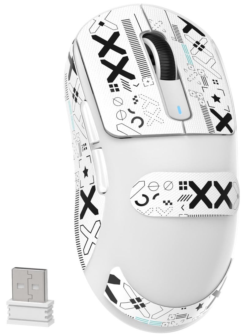 Attack Shark Attack Shark X3 Wireless Gaming Mouse, 49g Ultralight, PixArt PAW3395 26000 DPI, Bluetooth/2.4Ghz /Wired Tri-Mode, 200Hrs Rechargeable Battery, Kailh GM8.0 Switch for MAC/Win - White&Tape  - Image 1