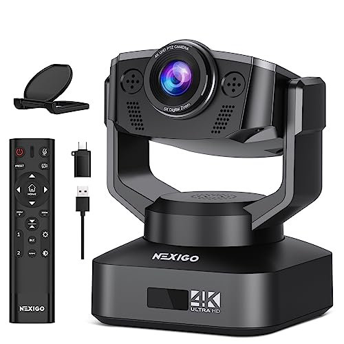 NexiGo Zoom Certified N990 Gen 2 4K PTZ Webcam Video Conference Camera System with 5X Digital Zoom Sony_Starvis Sensor Position Preset Dual Stereo Mics 35mm Audio Jacks for External Mics - Image 1