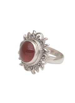 Artisan Handmade Carnelian Cocktail Ring Sun Themed .925 Sterling Silver Red Indonesia Birthstone 'Light Of The Universe' - pzsku/Z626D857BDC1D7967841CZ/45/_/1714990296/7c53dc64-8177-4ab0-ba17-c92a7aca1609