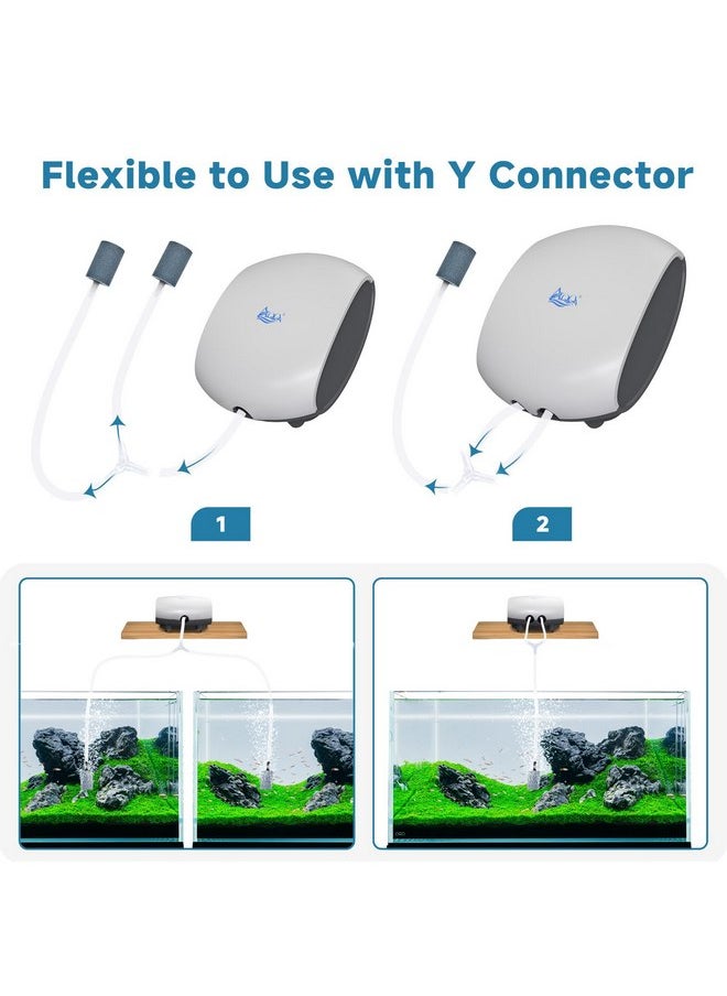 AQQA - AQQA Aquarium Air Pump Quiet Fish Tank Aerator Pump Fish Oxygen Pump with Air Tubes Air Stones & Check Valve (3W for Up to 60 Gal) - Image 1