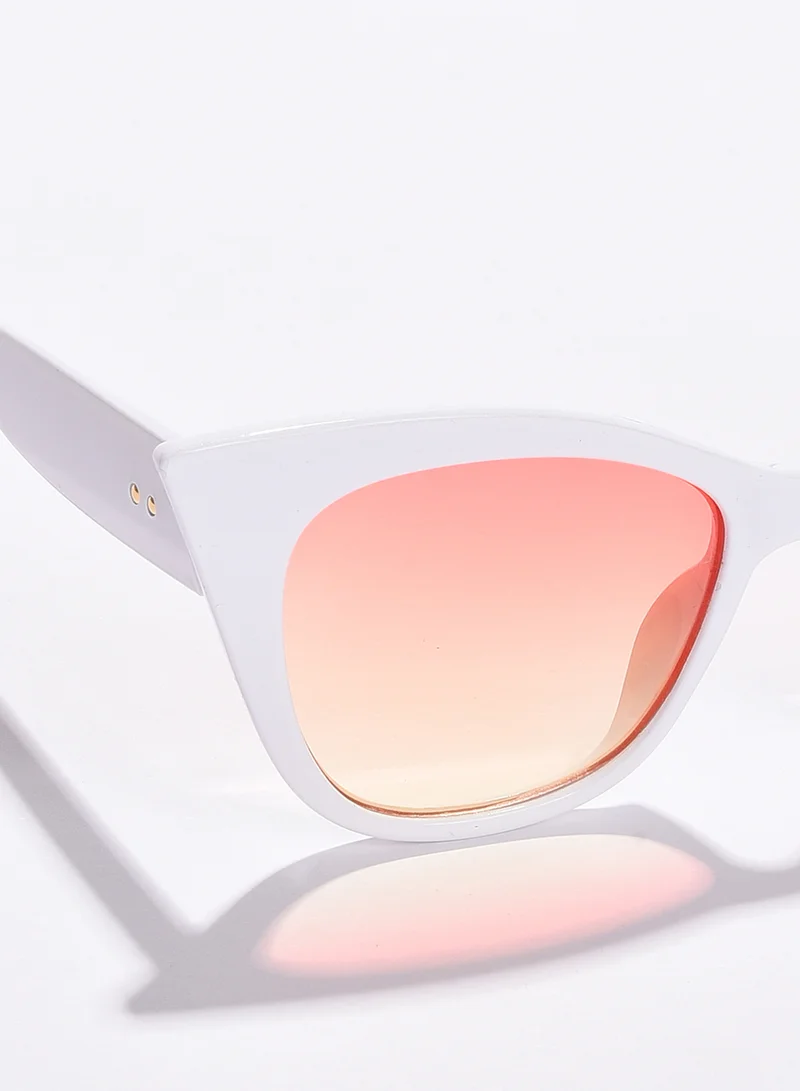 Haute Sauce Pink Lens White Cateye Sunglasses